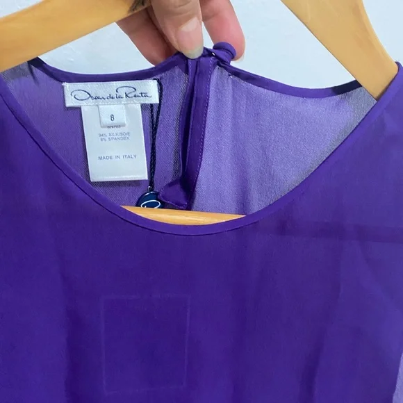 Oscar de la Renta Silk Hi Low Tunic Blouse - Picture 3 of 12